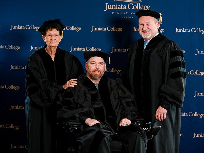 Honorary Degree Recipients Carol Pletcher '66, Lt. James Wagner, and Dr. James Metz '89